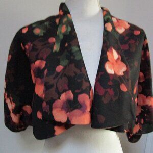 Anthropologie Tabitha Flowery Pink and Brown Shrug Chic XS